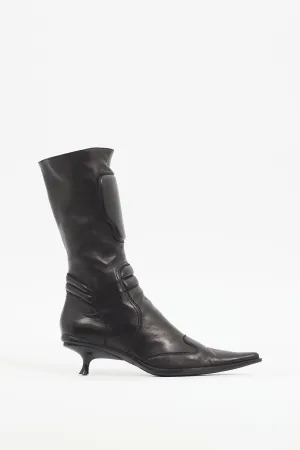 1999 Grey Metallic Leather Moto Boot