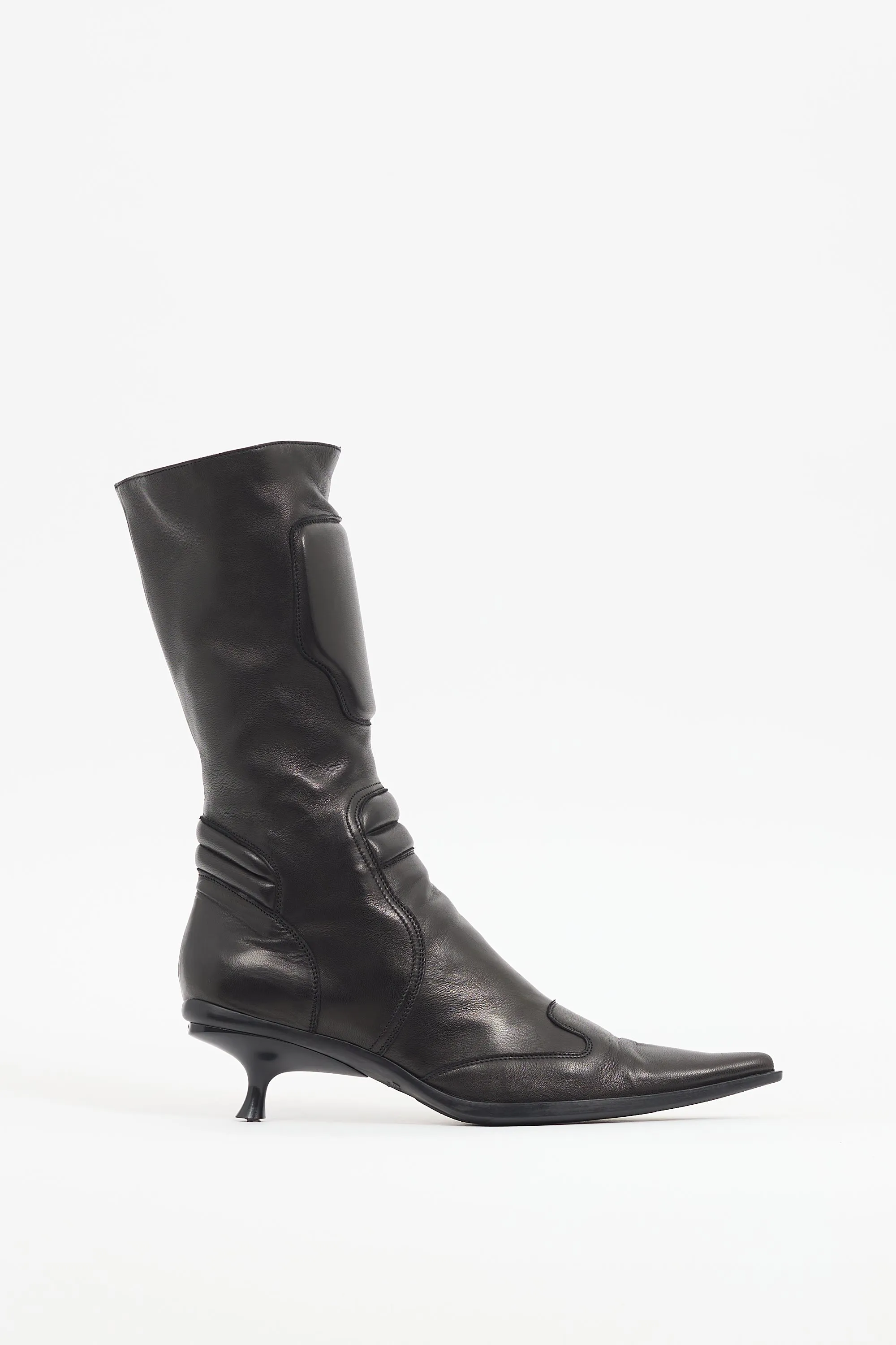 1999 Grey Metallic Leather Moto Boot