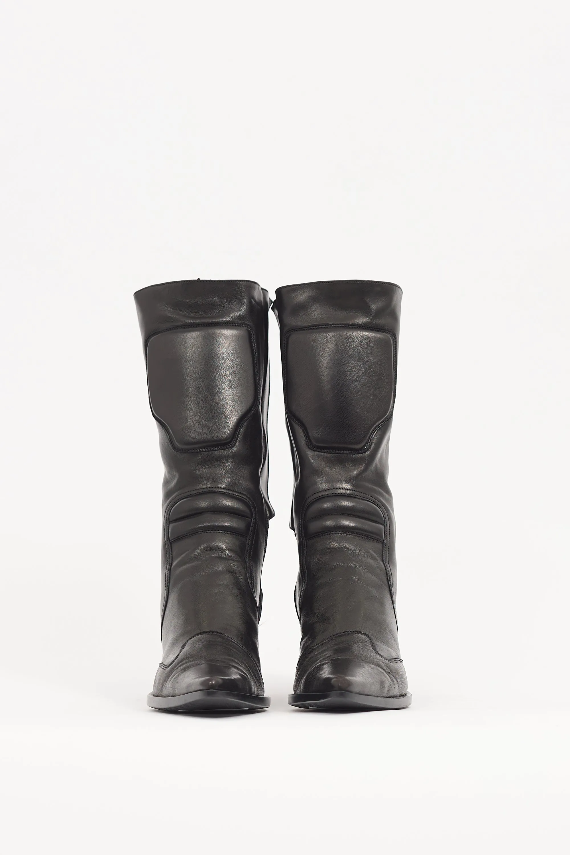 1999 Grey Metallic Leather Moto Boot