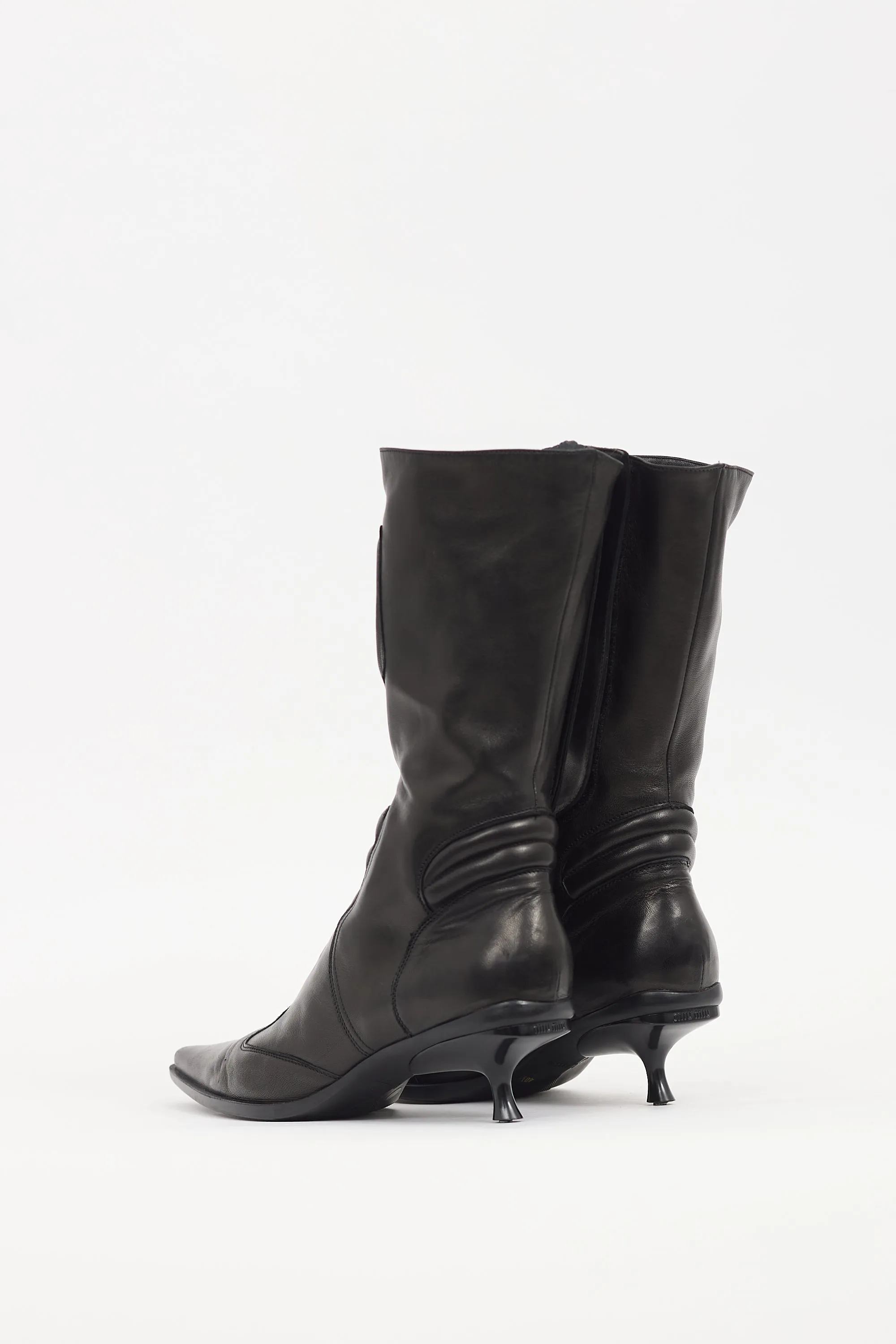 1999 Grey Metallic Leather Moto Boot