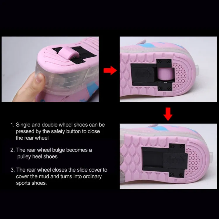 786 LED Light Ultra Light Rechargeable Double Wheel Roller Skating Shoes Sport Shoes, Size : 40(Pink)
