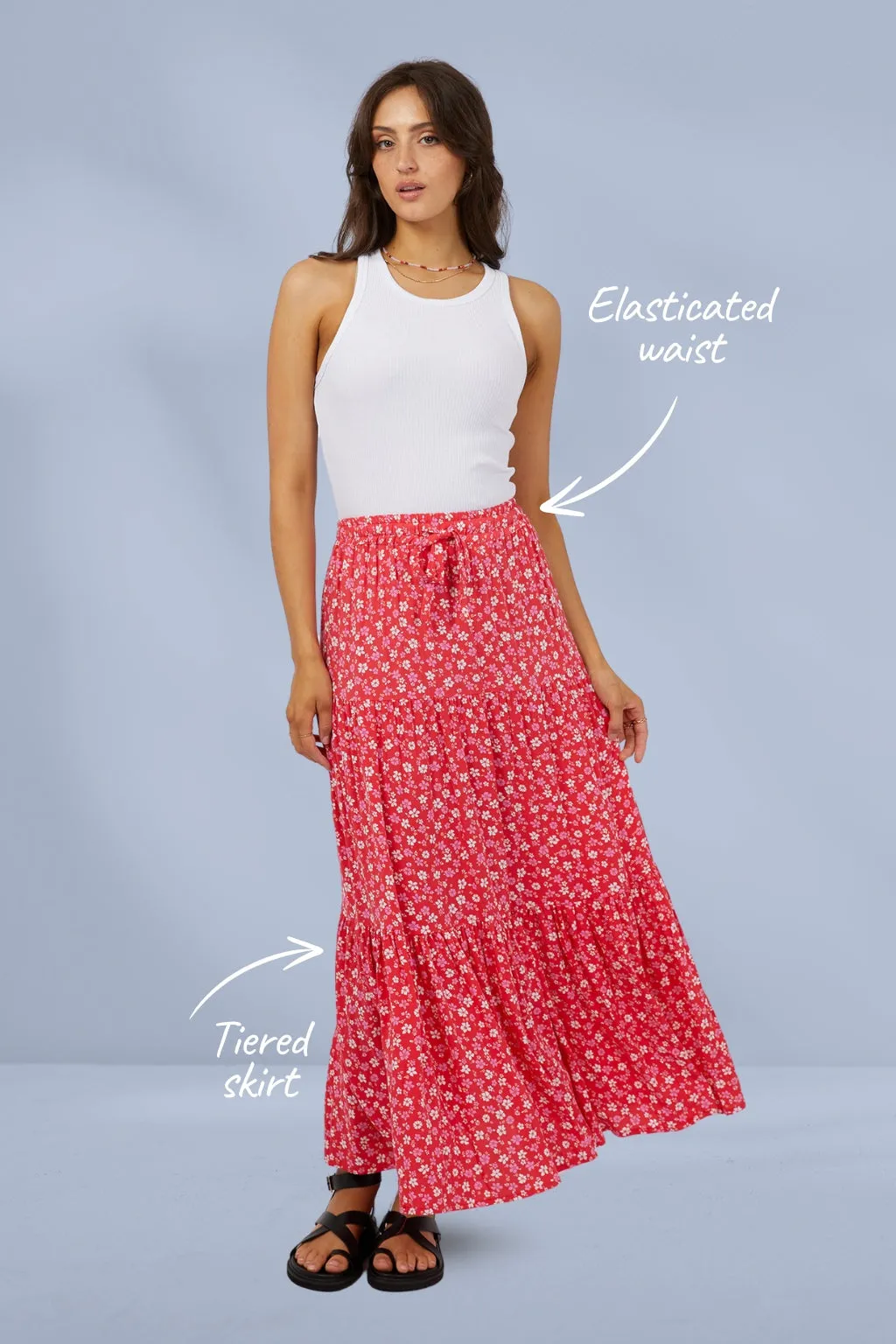 All About Eve Dolly Maxi Skirt Red