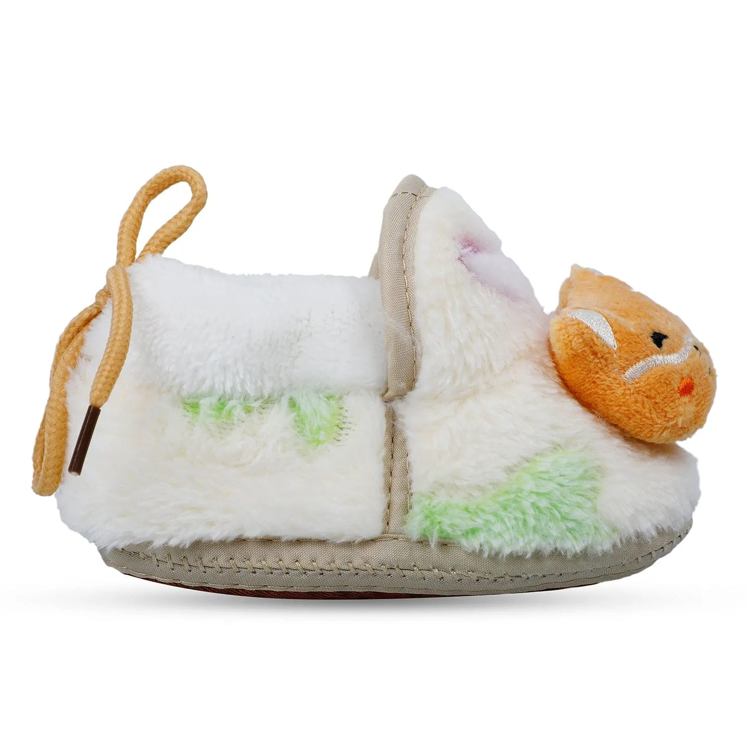 Baby Moo Kitten Mitten 3D Rattle Warm Anti Skid Booties - Cream