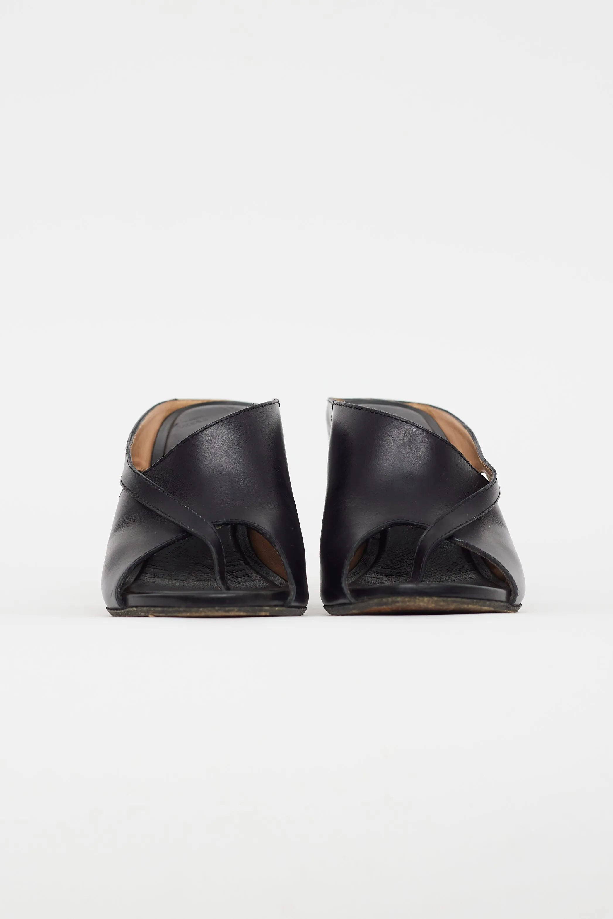 Black Leather Block Heel Sandal