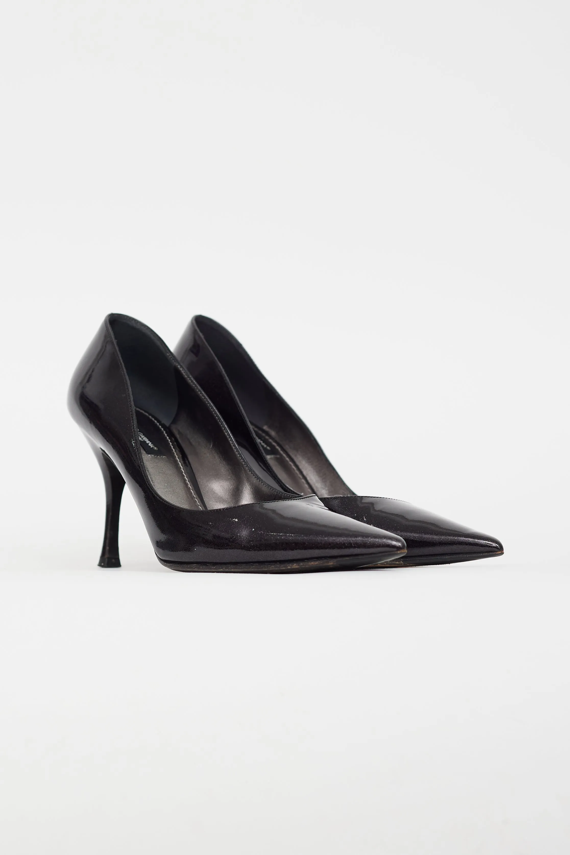 Black Patent Leather Glitter Pump