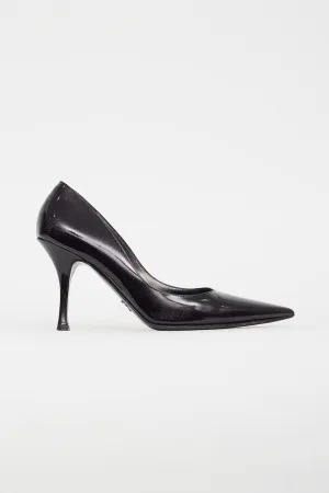 Black Patent Leather Glitter Pump