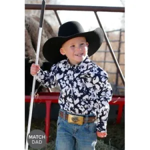 Boy's Cinch Toddler Hibiscus Print Button-Down Western Shirt MTW7061366