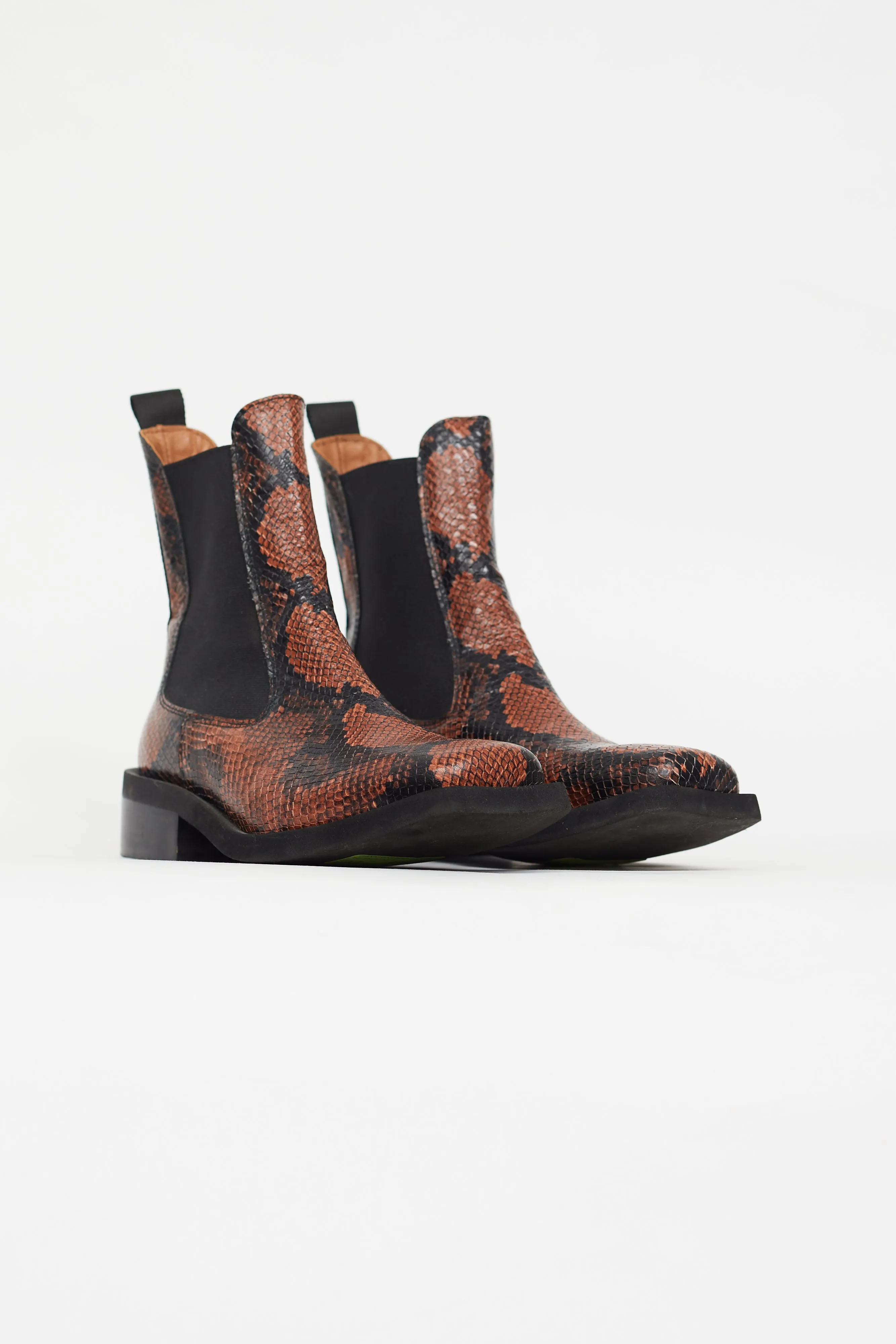 Brown & Black Textured Print Chelsea Boot