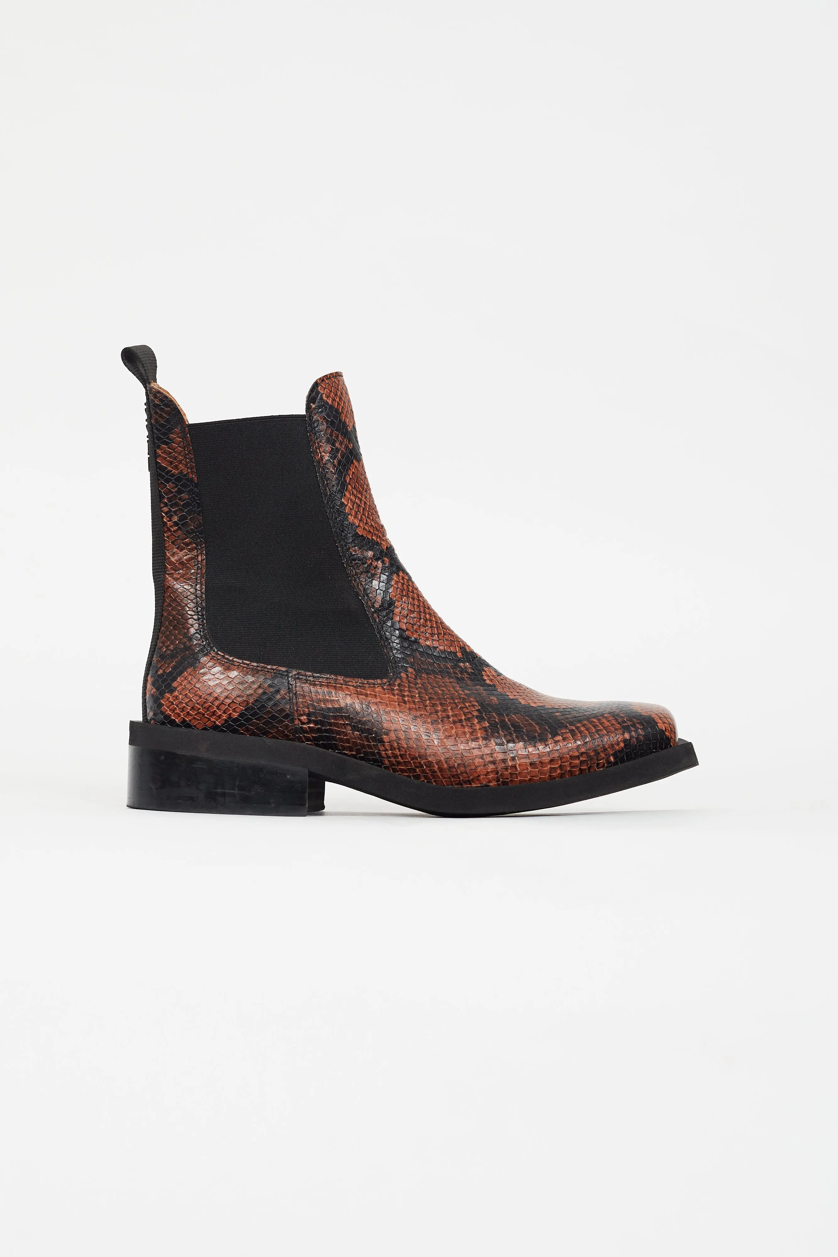 Brown & Black Textured Print Chelsea Boot