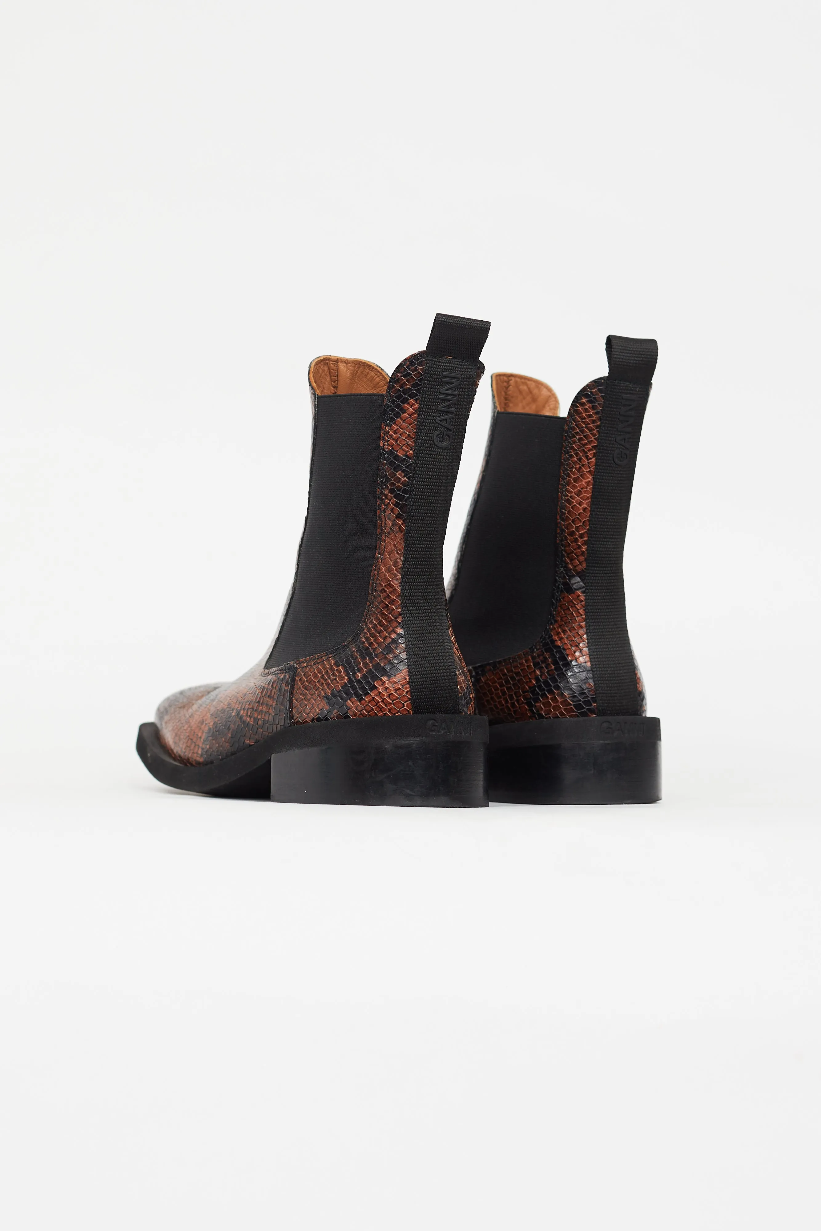 Brown & Black Textured Print Chelsea Boot