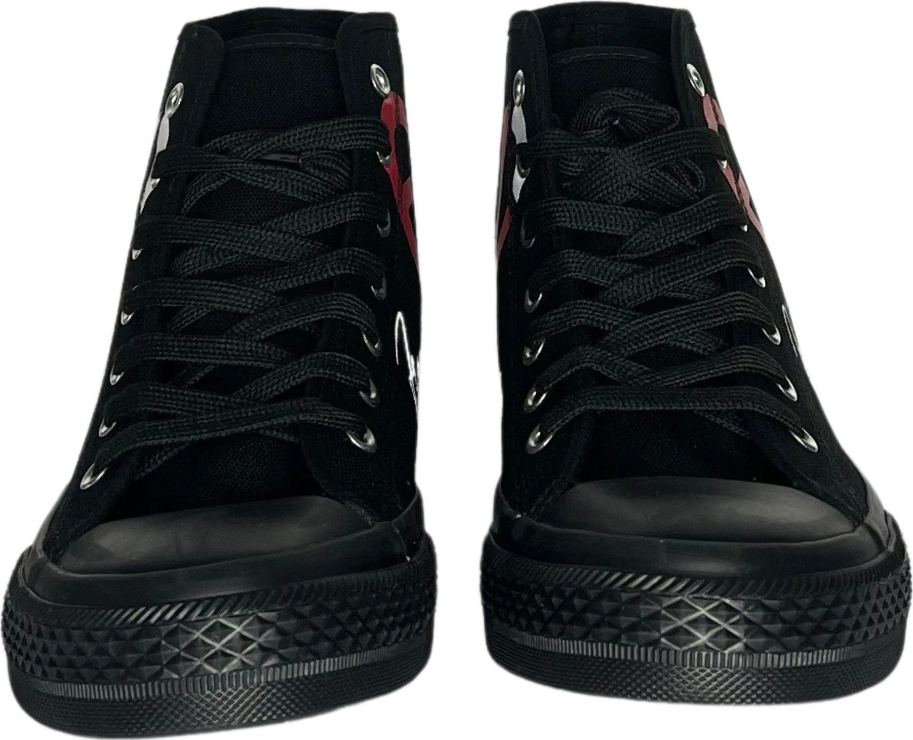 Frantz Lamour Signature Classic Women's High Top Canvas Lace Up Casual Walking Shoes - Black & White