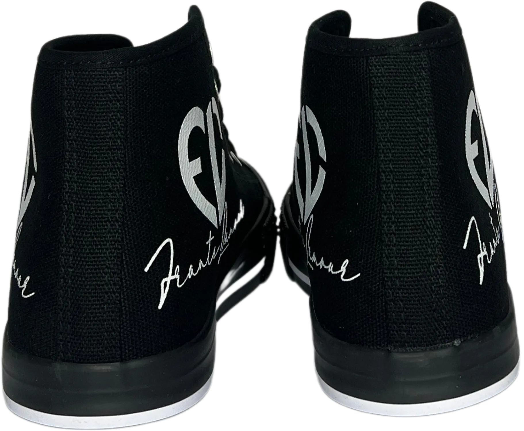 Frantz Lamour Signature Classic Women's High Top Canvas Lace Up Casual Walking Shoes - Black & White