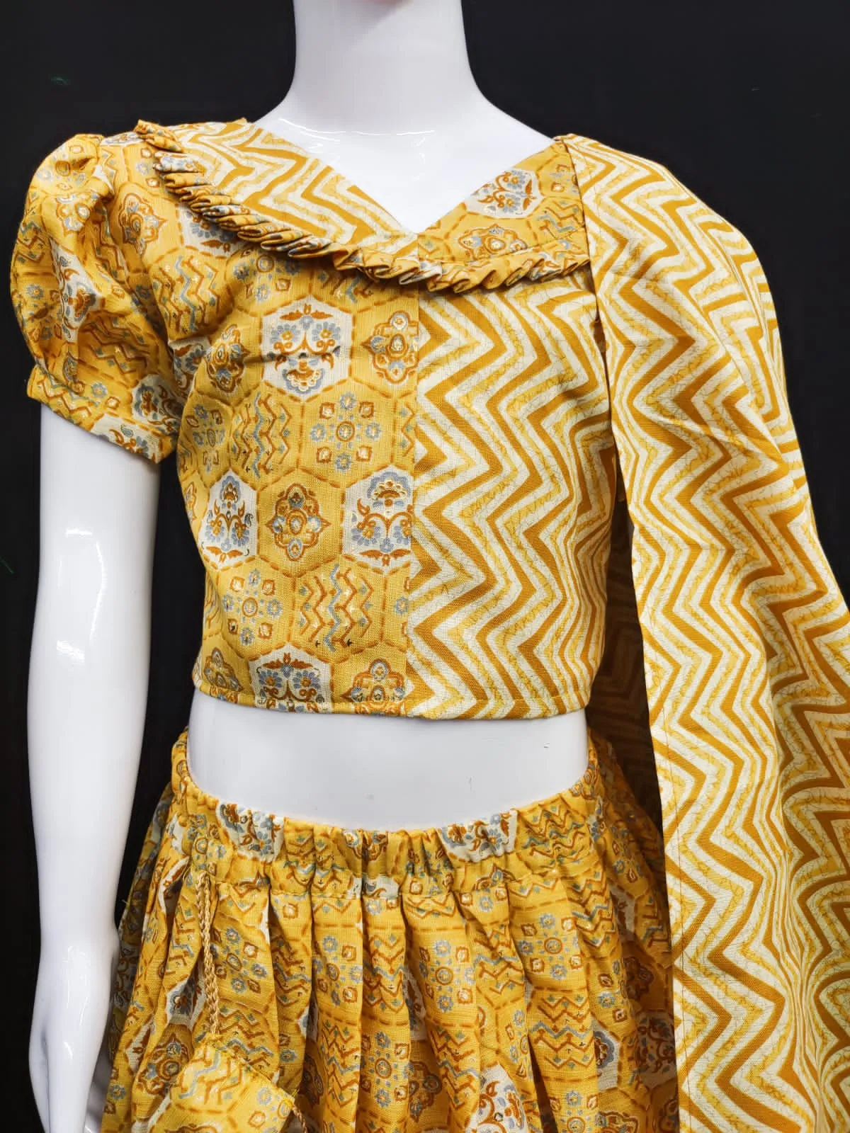 Kids Cotton Lehenga Choli with Matching Purse