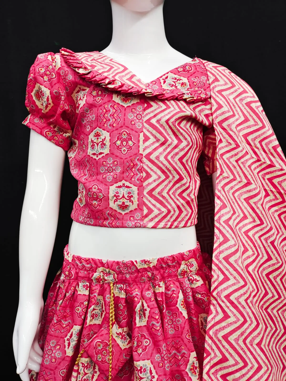 Kids Cotton Lehenga Choli with Matching Purse
