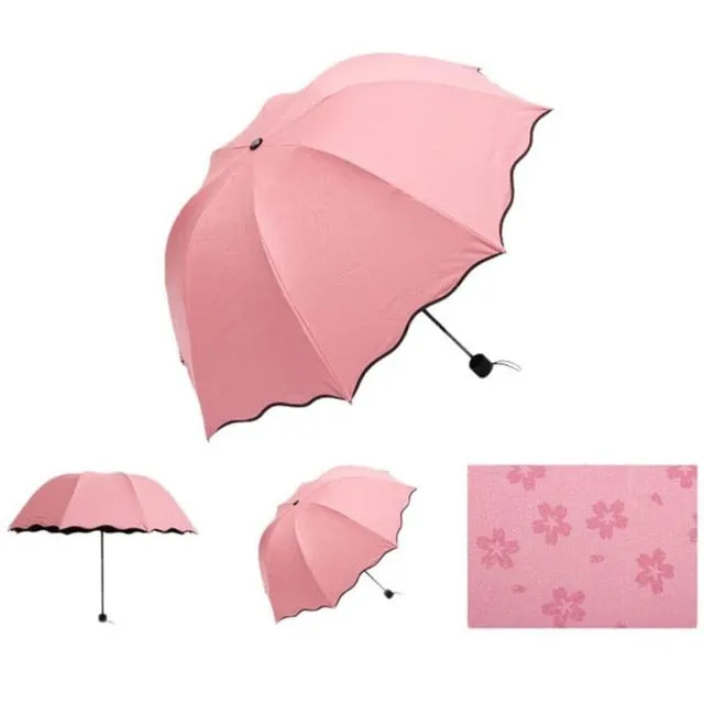 New Lady Princess Magic Flowers Dome Parasol Sun/Rain Folding Umbrella